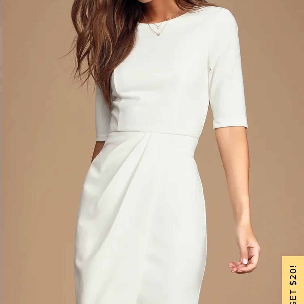 Lulus white half-sleeve sheath dress